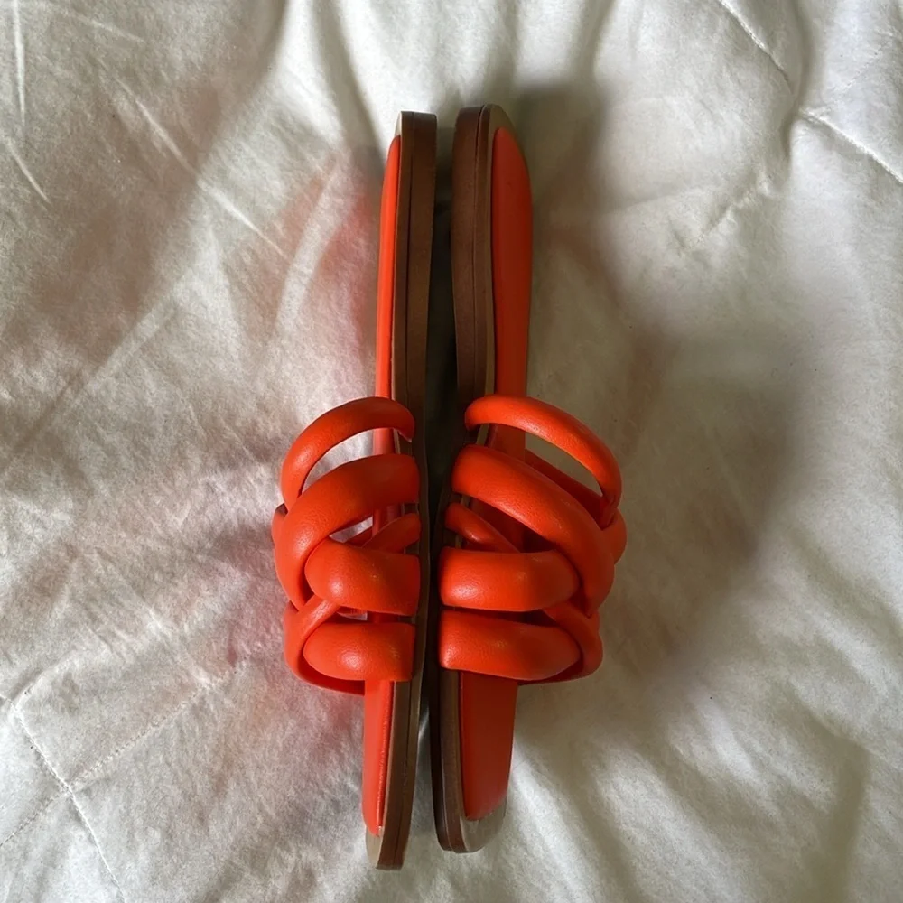 Zara |Orange | Slip On| Crisscross Straps |Sandals | Modern |Slides |Size 36 - Picture 8 of 12